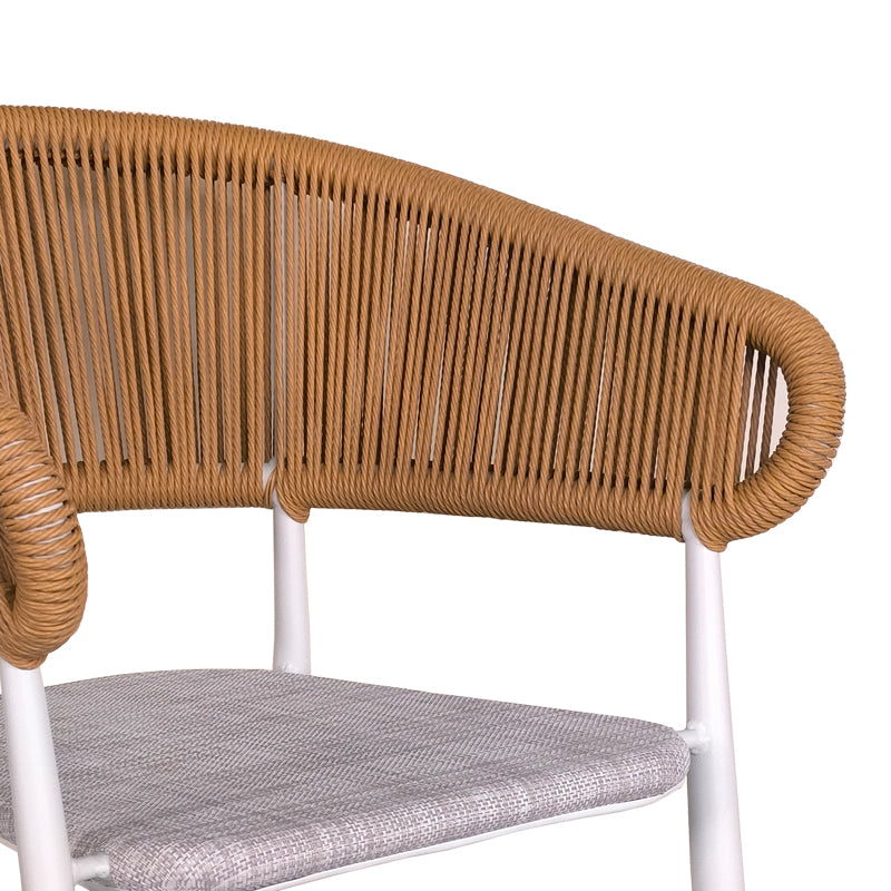 Dining table Nares-Raven B set of 7 white aluminum and plywood in a natural shade 180x90x72.5cm