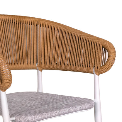 Dining table Nares-Raven B set of 7 white aluminum and plywood in a natural shade 180x90x72.5cm