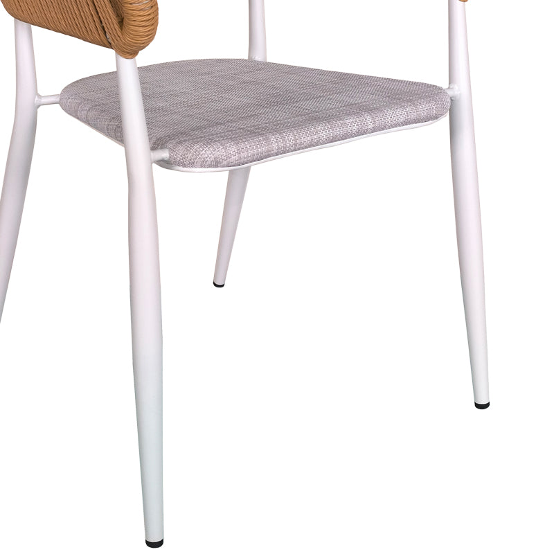 Dining table Nares-Raven B set of 7 white aluminum and plywood in a natural shade 180x90x72.5cm