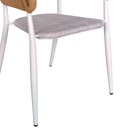 Dining table Nares-Raven B set of 7 white aluminum and plywood in a natural shade 180x90x72.5cm