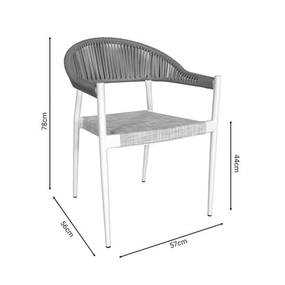 Dining table Nares-Elation A set of 7 pakoworld white aluminum and plywood in a natural shade 180x90x72.5cm