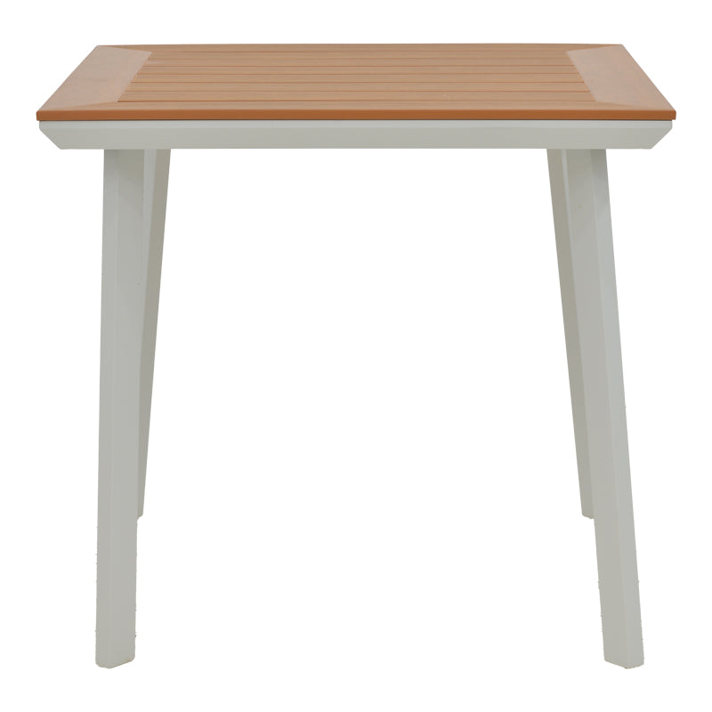 Dining table Synergy-Convince set of 3 pakoworld white aluminum and plywood in natural color 80x80x74cm