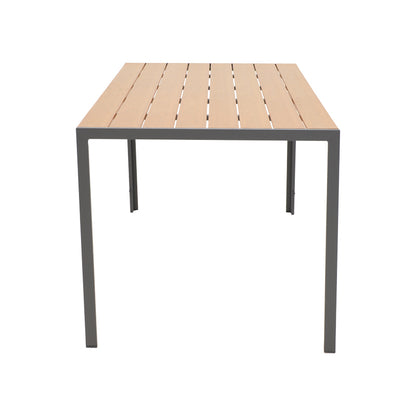 Dining table Nares-Azelie C set of 5 pakoworld anthracite aluminum and textilene with plywood in natural color 140x80x72.5cm