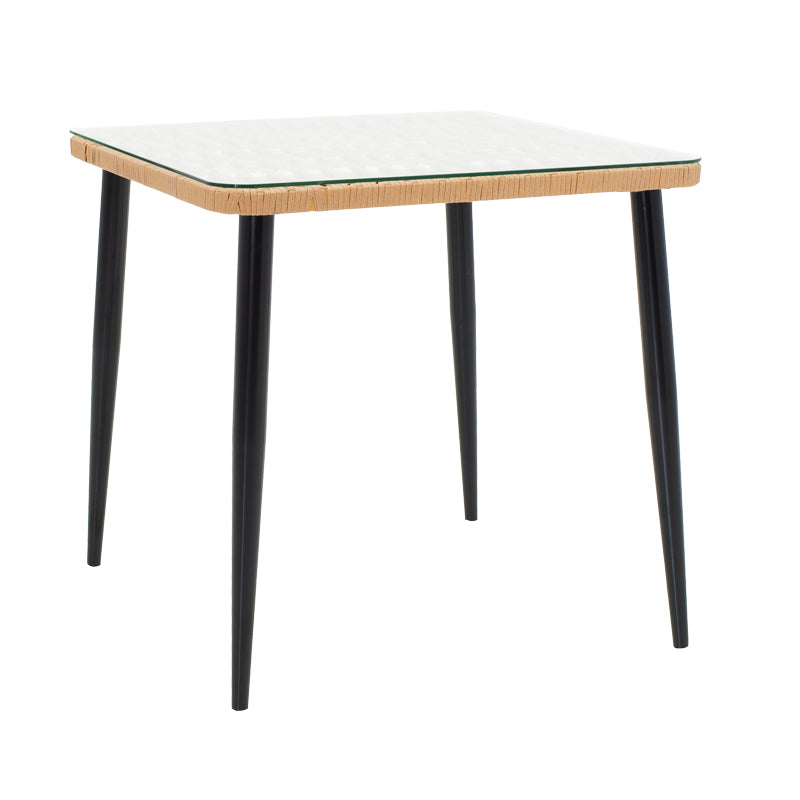 Naoki V dining table set of 3 pakoworld rattan pe in natural shade and black metal 80x80x78cm