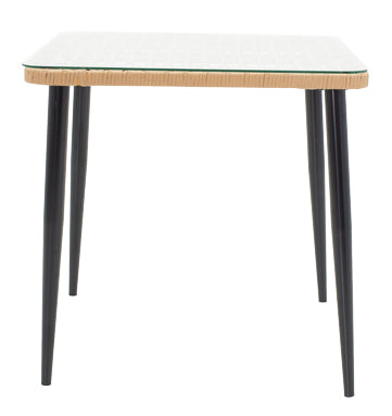 Naoki V dining table set of 3 pakoworld rattan pe in natural shade and black metal 80x80x78cm