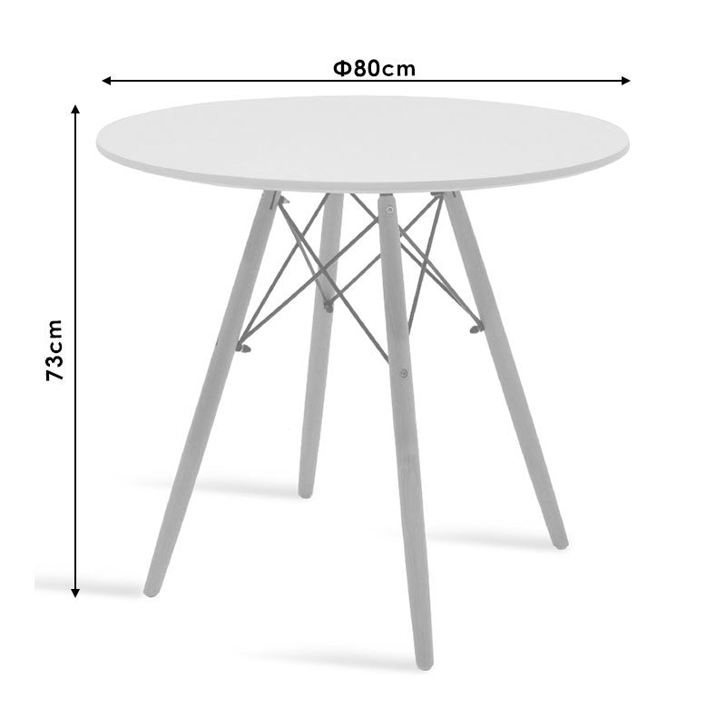 Ezra-Julita pakoworld dining table set of 5 pp-mdf in white-natural color D80x73cm