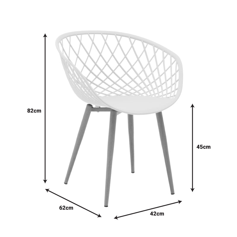 Ezra-Natali dining table set of 5 pp-mdf in white-natural color 120x80x76cm