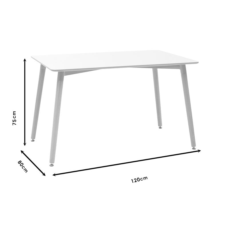 Ezra-Natali dining table set of 5 pp-mdf in white-natural color 120x80x76cm