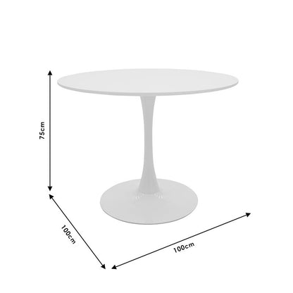 Aurora-Balou pakoworld dining table set of 5 pp-mdf in white color D100x75cm