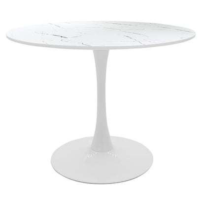 Julita-Balou I pakoworld dining table set of 5 pp-mdf in white marble color D120x75cm