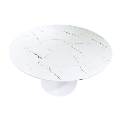 Julita-Balou I pakoworld dining table set of 5 pp-mdf in white marble color D120x75cm