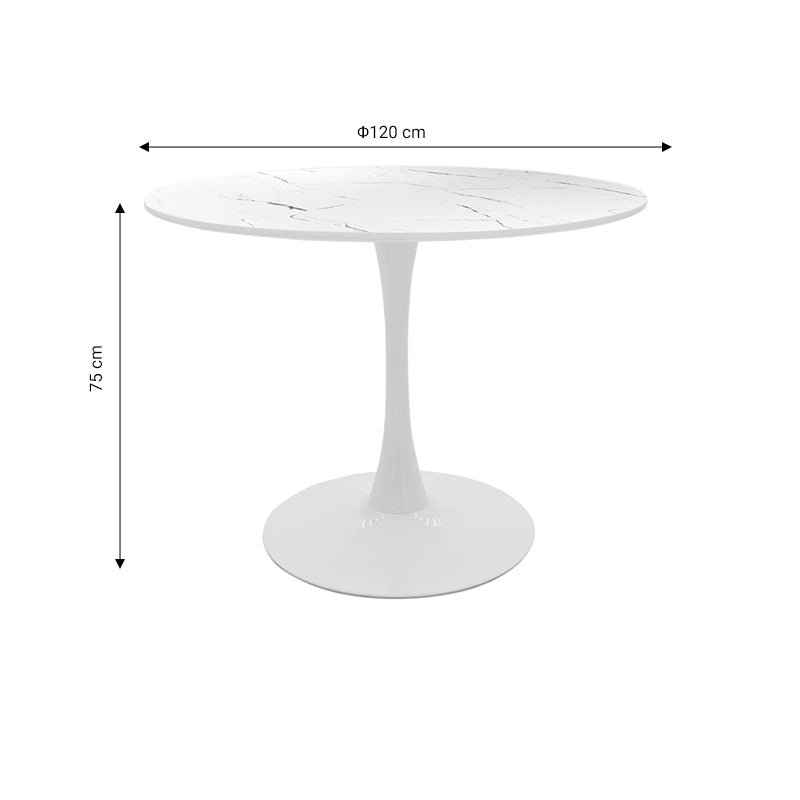 Julita-Balou I pakoworld dining table set of 5 pp-mdf in white marble color D120x75cm