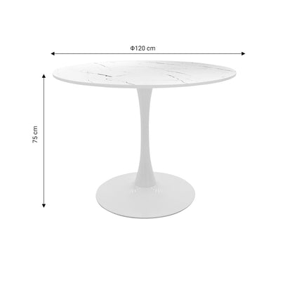 Julita-Balou I pakoworld dining table set of 5 pp-mdf in white marble color D120x75cm