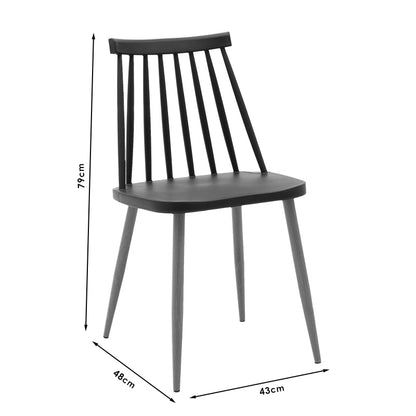 Aurora-Balou I pakoworld dining table set of 5 pp-mdf in black-natural color D120x75cm