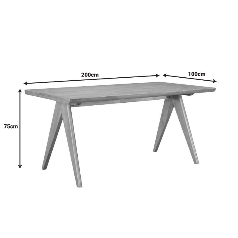 Dining table Ditta-Winslow pakoworld set of 5 pieces rubberwood in light walnut color 180x85x75cm