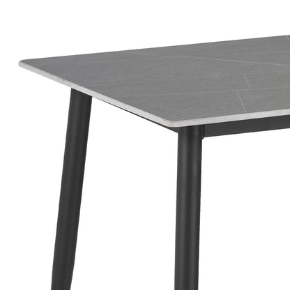 Dining table Gustas-Bella A pakoworld set of 5 gray marble sintered stone-black metal 120x60x75cm