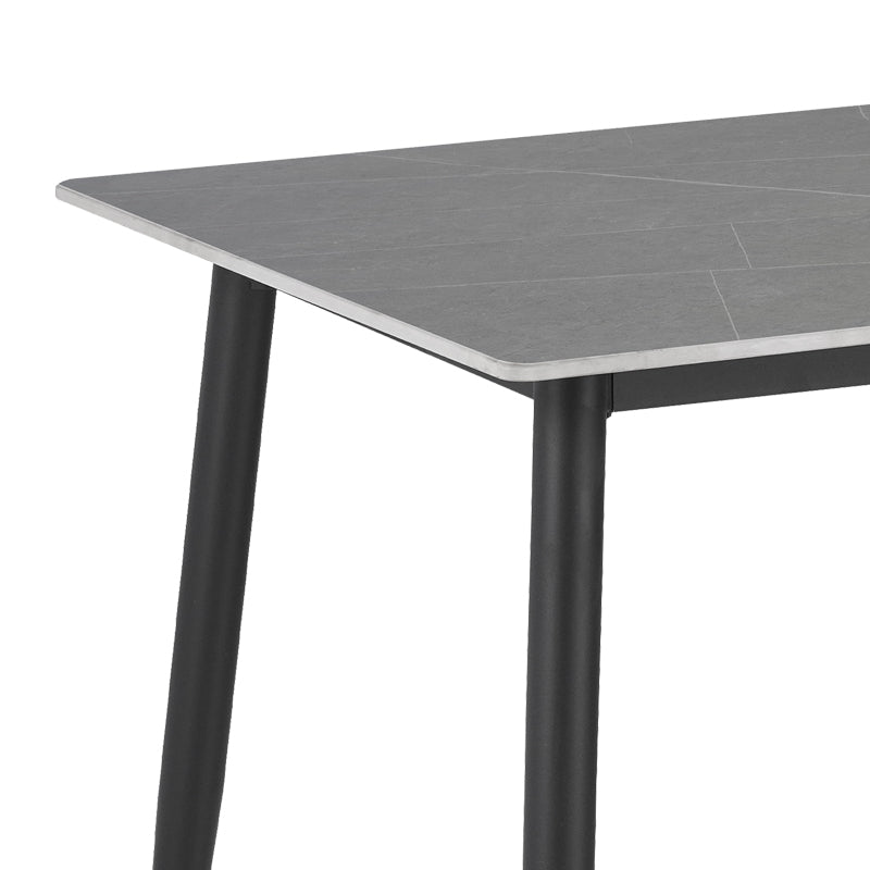 Dining table Gustas-Bella B pakoworld set of 5 gray marble sintered stone-black metal 120x60x75cm