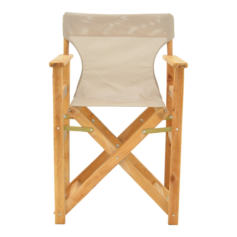 Kompa pakoworld director's chair, solid beech wood, natural - Nexus dark taupe fabric
