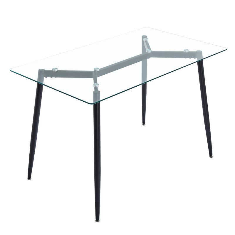 Dining table set of 5 pieces Quana-Parker clear glass-black color leg 120x70x75cm