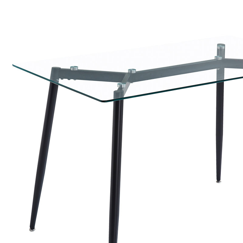 Dining table set of 5 pieces Quana-Parker clear glass-black color leg 120x70x75cm