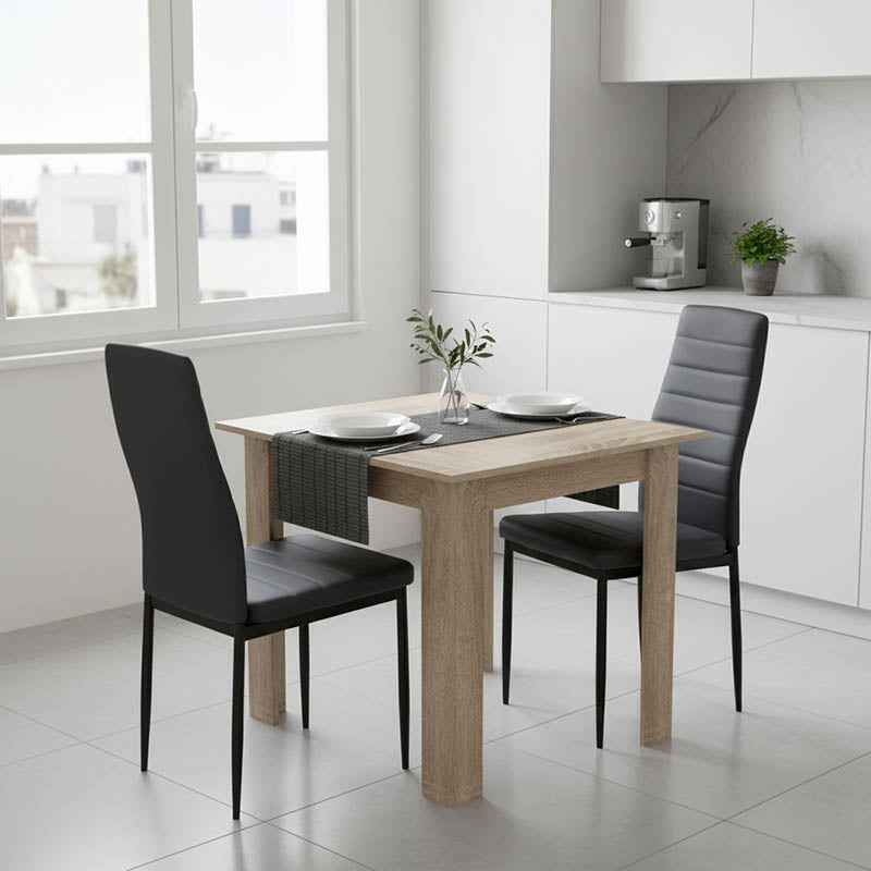 Dining table set of 3 pieces Manka-Parker madf in black-sonoma color 80x80x77cm