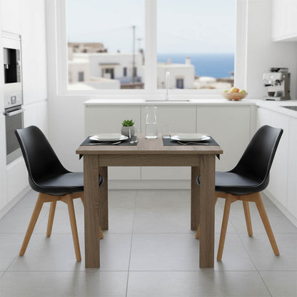 Dining table set of 3 pieces Manka Ι -Gaston  in sonoma truffle-black color 80x80x77cm