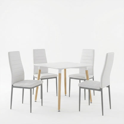 Dining Set with Chairs Parker white and Natali Table White 80x80x76cm Set of 5pcs