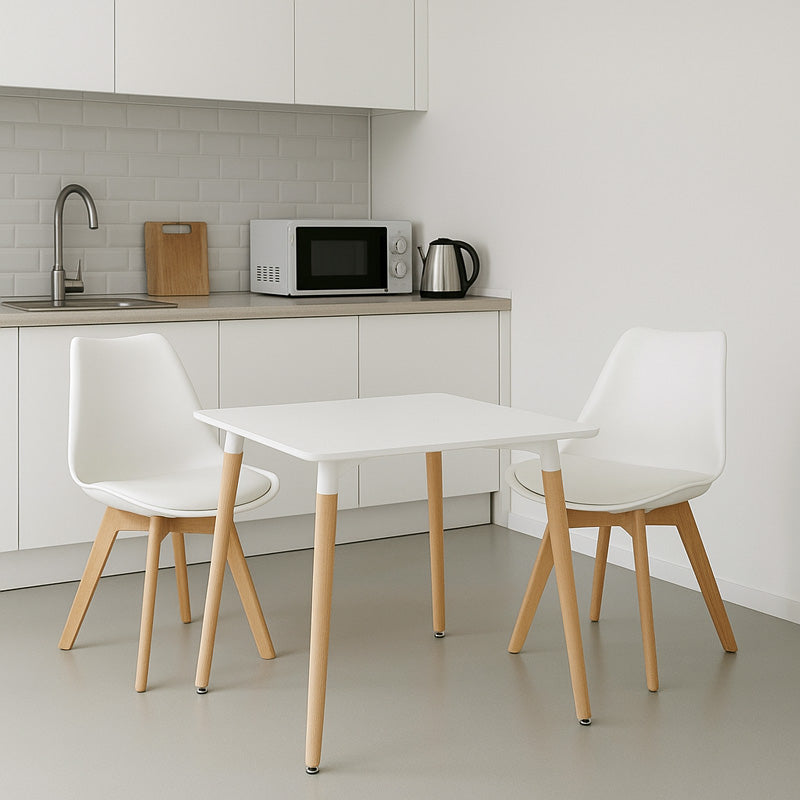 Dining table Natali-Gaston set of 3 pieces in white 80x80x76cm