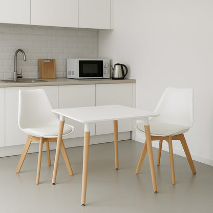 Dining table Natali-Gaston set of 3 pieces in white 80x80x76cm