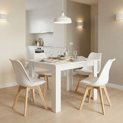 Dining table set of 5 pieces Manka-Gaston in white color 110x80x77cm