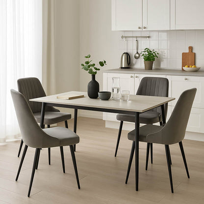 Azori-Gustas dining set 5pcs white marble-anthracite 120x80x76cm