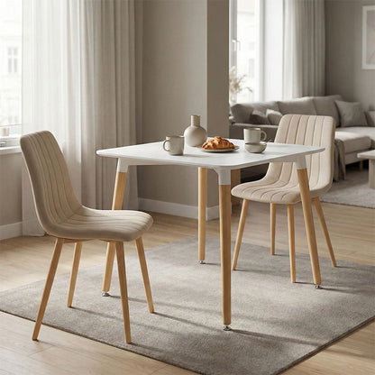 Dining table Natali-Noor set of 3 pcs MDF white-beige-natural legs 80x80x76cm