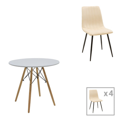 Julita-Noor dining table set of 3 pcs MDF black-natural legs Φ80x73cm