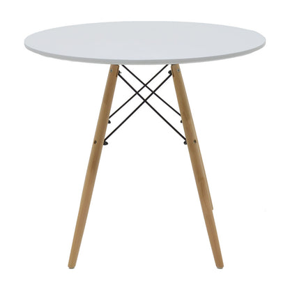 Dining table Julita-Noor set of 5 pcs MDF white-grey-natural legs D80x76cm