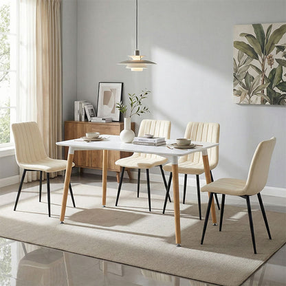 Dining table Natali-Noor set of 5 pcs MDF white-beige fabric 120x80x76cm