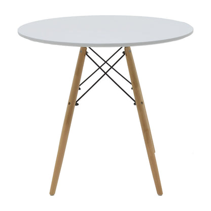 Julita-Noor dining table set of 3 pcs MDF white-beige fabric Φ80x73cm