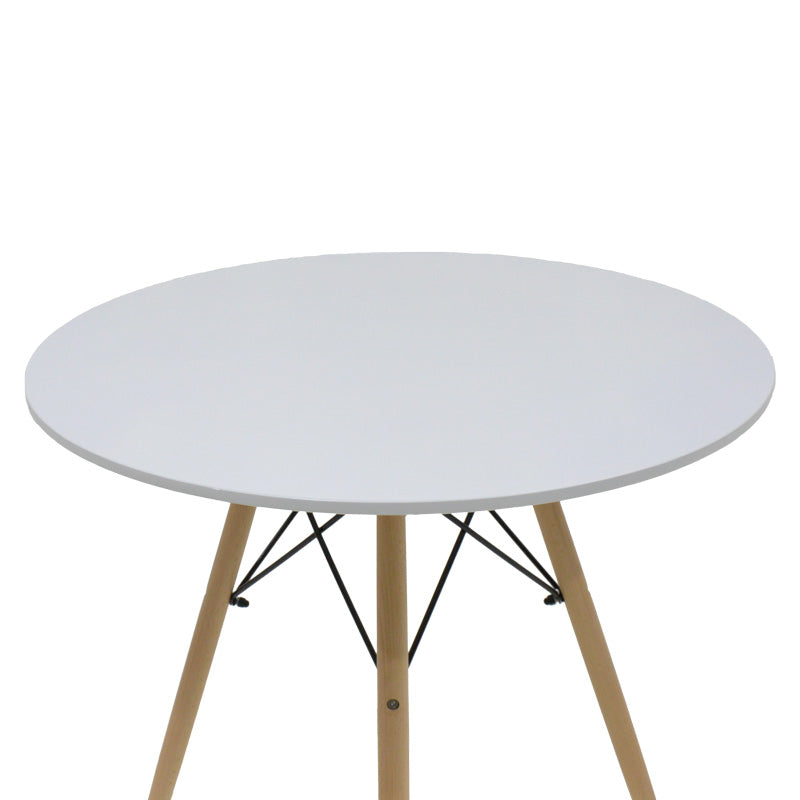 Julita-Noor dining table set of 3 pcs MDF white-beige fabric Φ80x73cm