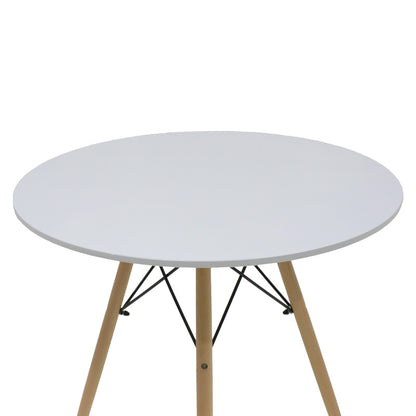 Julita-Noor dining table set of 3 pcs MDF white-beige fabric Φ80x73cm