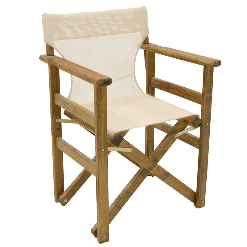 Director’s armchair Retto solid beech wood in walnut finish – ecru fabric