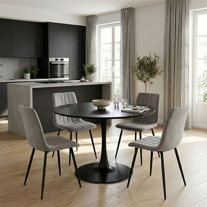 Dining table Balou-Noor set of 5 MDF black-grey D120x73cm