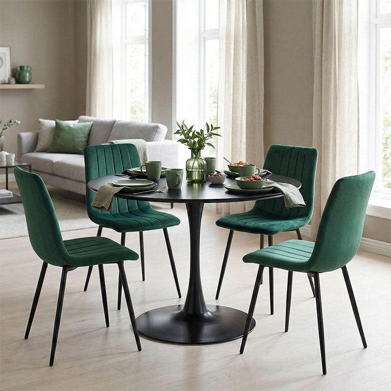 Dining table Balou-Noor set of 5 MDF black-green D100x73cm