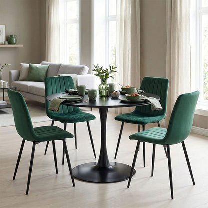Dining table Balou-Noor set of 5 MDF black-green D100x73cm