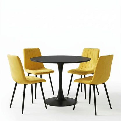 Dining table Balou-Noor set of 5 MDF black-yellow D100x73cm