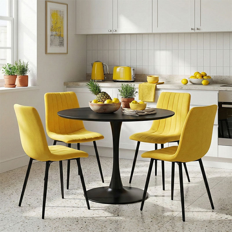 Dining table Balou-Noor set of 5 MDF black-yellow D100x73cm