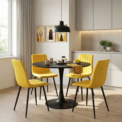 Dining table Balou-Noor set of 5 MDF black-yellow D120x73cm
