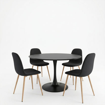 Bella-Balou dining table set of 5 pcs MDF black-black fabric D120x73cm