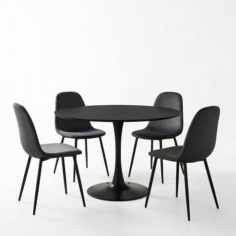 Bella-Balou dining table set of 5 pcs MDF black-anthracite velvet D120x73cm