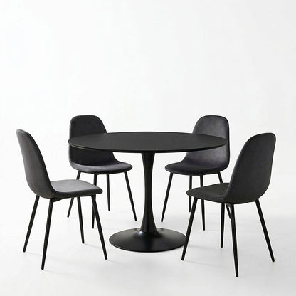 Bella-Balou dining table set of 5 pcs MDF black-anthracite velvet D120x73cm