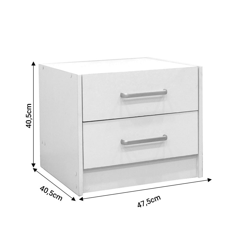 Olympus White Bedroom Set with Bed 140x200cm Set of 3pcs