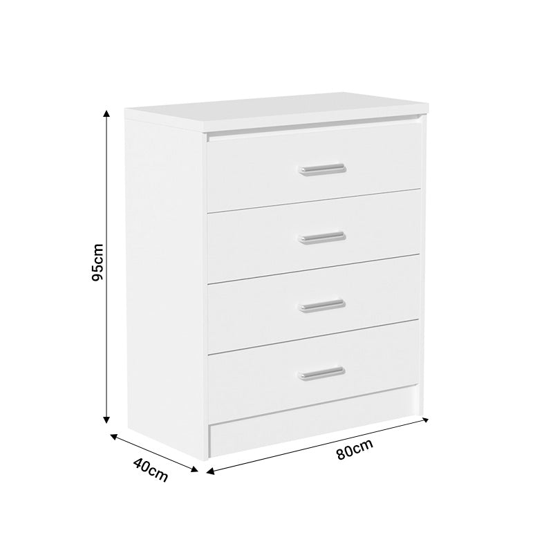 Olympus White Bedroom Set with Bed 140x200cm Set of 4pcs